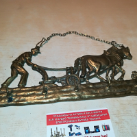 мед/месинг-коне с човек в оран 2703221829, снимка 8 - Антикварни и старинни предмети - 36248047