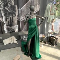 Chritine fashion Луксозна дълга рокля в зелен цвят, снимка 1 - Рокли - 39853232