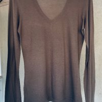 Тънка блуза LACOSTE цвят капучино, снимка 7 - Блузи с дълъг ръкав и пуловери - 40313633