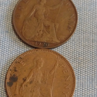Две монети 1 пени 1920г. / 1 пени 1967г. Англия редки за КОЛЕКЦИОНЕРИ 39799, снимка 1 - Нумизматика и бонистика - 44529880