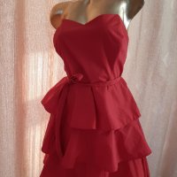 Papaya L/XL Корсетна червена рокля на волани, снимка 5 - Рокли - 38801840