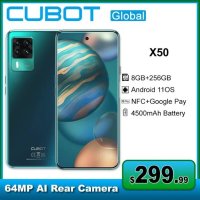 Cubot X50 6.67" 1080x2400 FHD+ 64 Mегапиксела 5 Броя Камери 8GB RAM 256GB ROM NFC6.4 Android11 5GWIF, снимка 3 - Други - 41382981