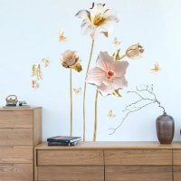 3D кремави цветя рози самозалепващ стикер лепенки за стена и мебел, снимка 1 - Други - 40647184
