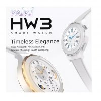 Смарт часовник HW3 mini с кожена бяла каишка, Smart watch, Бял, снимка 1 - Смарт гривни - 40002704