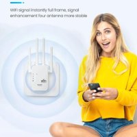 Портативен Бустер Повторител Безжичен Усилвател на Сигнала IoT Wi-Fi Repeater 4х2dBi Антени 300Mbps , снимка 4 - Рутери - 44325866