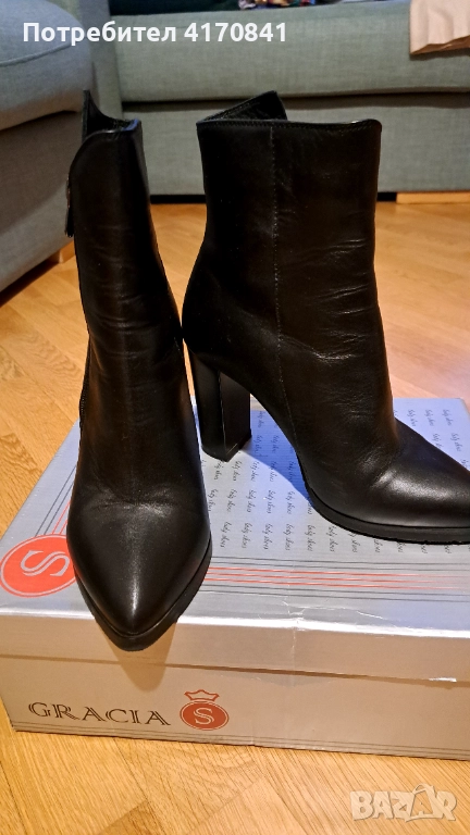 Елегантни черни боти на ток 9 см, 39 размер, снимка 1