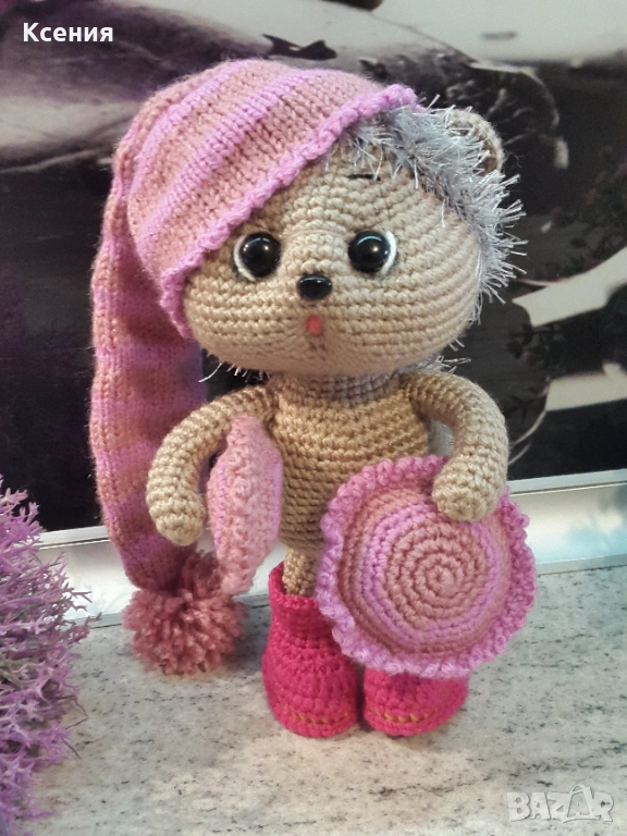 Плетена играчка ”Сънлив Таралеж”, Плетени, ръчно изработени, прекрасен подарък, снимка 1