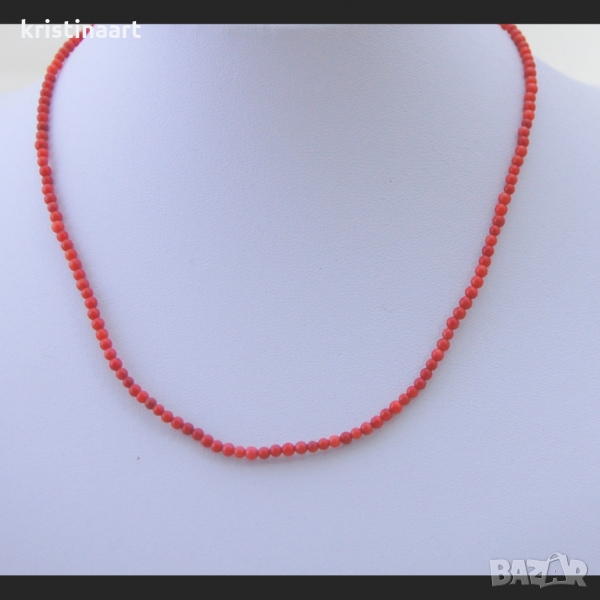 Колие от червен корал ,2-3мм, снимка 1