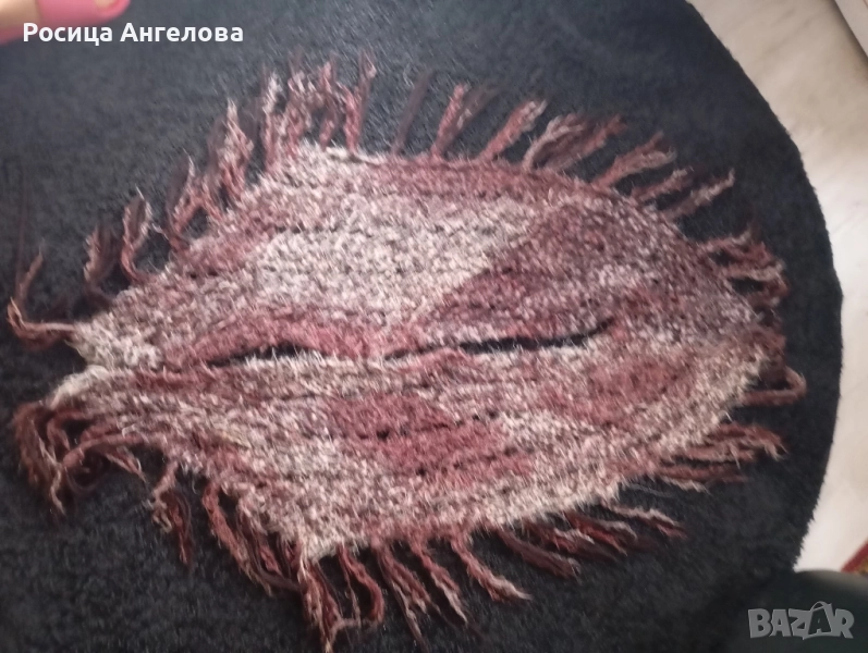 Винтидж ръчно плетиво дамски шал наметало , снимка 1