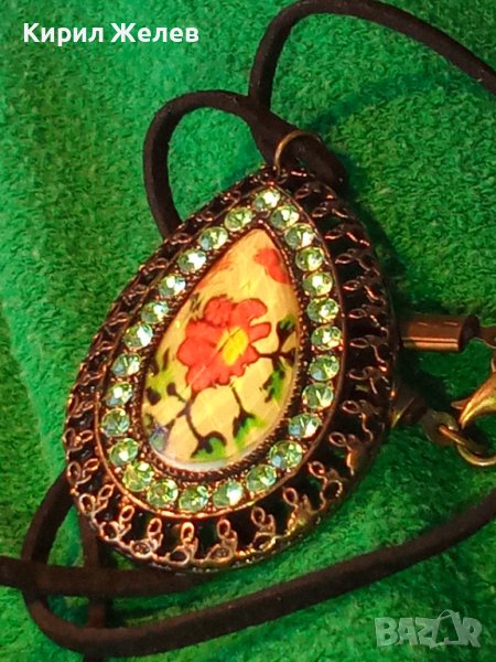ФЛОРАЛЕН АЖУРЕН КРИСТАЛЕН ВИНТИДЖ - АРТ ПЕНДАНТ КОЛИЕ МЕДАЛЬОН 27361, снимка 1