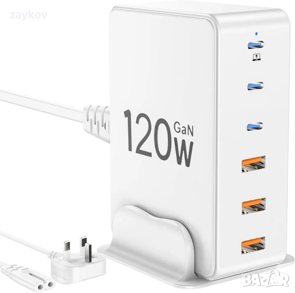 Станция за зареждане layajia, 120 W USB C зарядно устройство, 6-портово, снимка 1