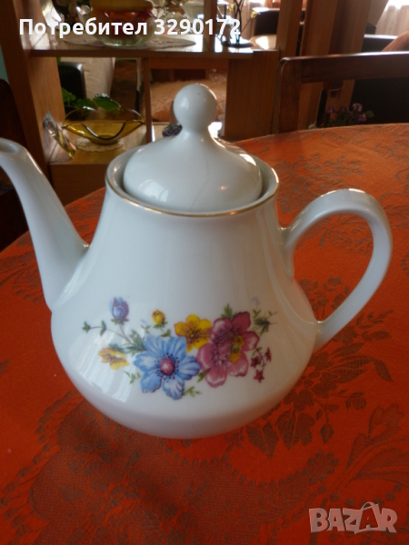 Български порцелан - стара кана за чай, снимка 1
