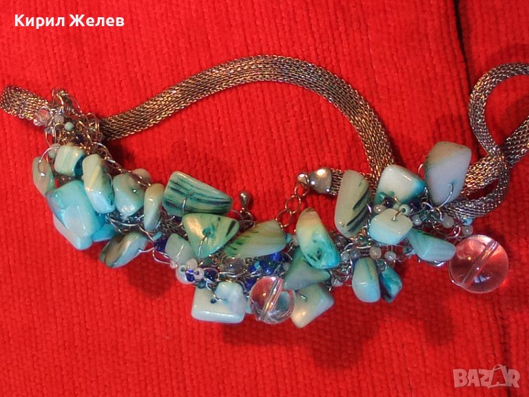 ПРЕКРАСНА ОГЪРЛИЦА от КРАЛСКИ СЕДЕФ МЪНИСТА и ПЛАНИНСКИ КРИСТАЛ и СРЕБРИСТ МЕТАЛ 38918, снимка 1