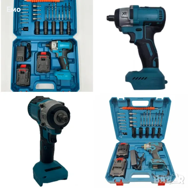 Промоция: Професионален ударен гайковерт с комплект аксесоари и 2 батерии, снимка 1