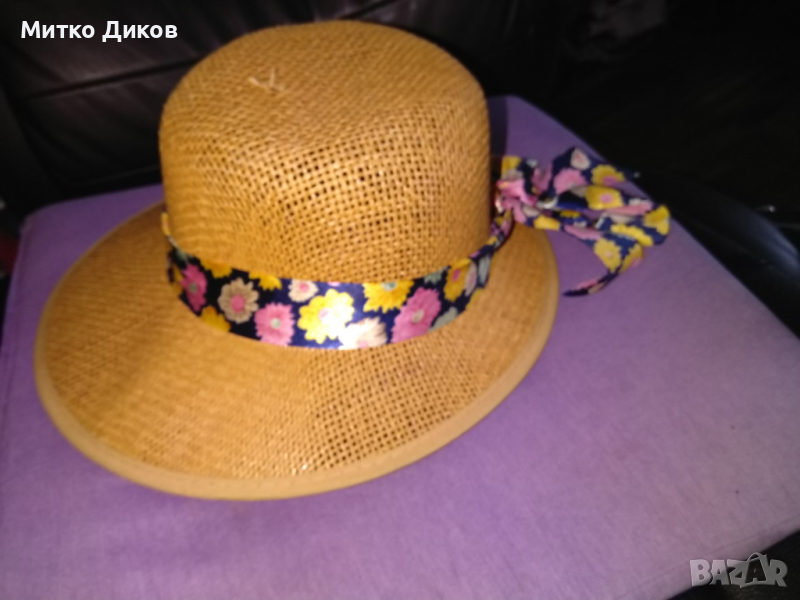 Женска сламена с панделка панама модерна шапка нова №58, снимка 1