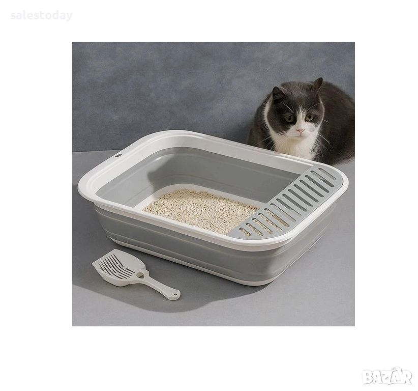 Котешка тоалетна+ лопатка, сгъваема подложка за котки, снимка 1