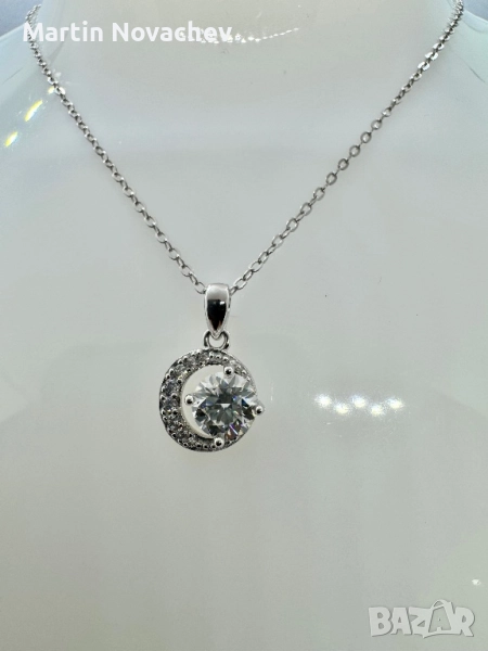 Сребърно колие с мойсанит (Диамант) 1 карат, снимка 1