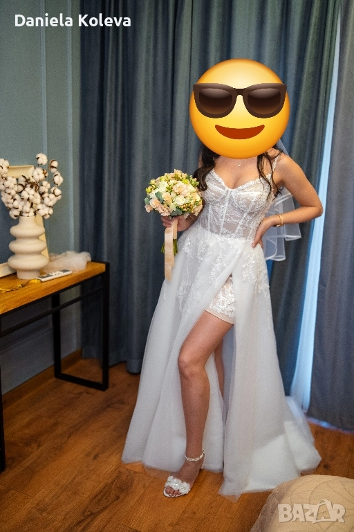 Булчински рокля с дълбока цепка и къси панталонки, снимка 1