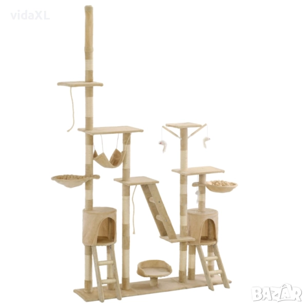 vidaXL Котешко дърво със сизалени стълбове, 230-250 см, бежово(SKU:170619), снимка 1