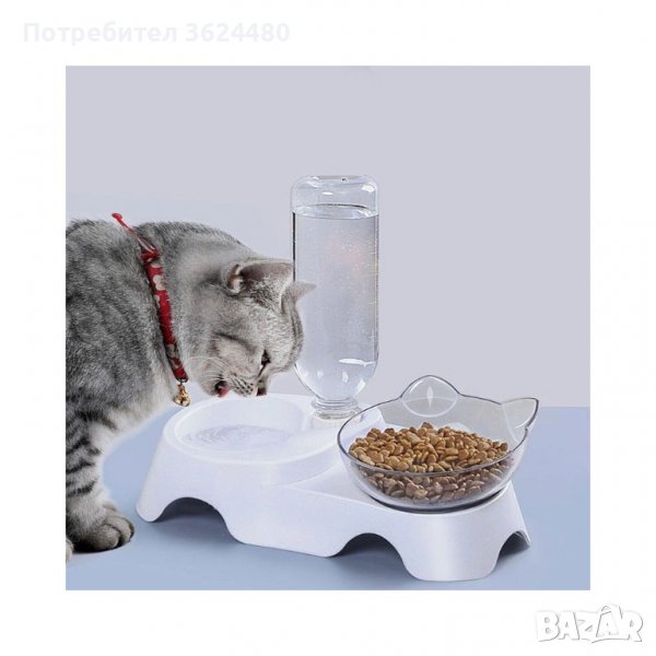 Дозираща купичка за вода и купичка за храна за котки, снимка 1