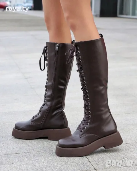 Равни ботуши - кафява кожа, снимка 1