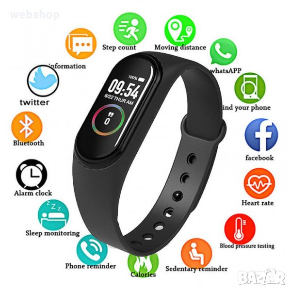 Смарт часовник M4 Band, Bluetooth, Sport smartwatch M4, Smart bracelet, фитнес гривна, снимка 1