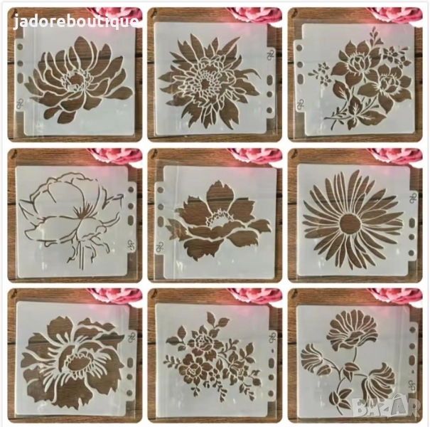 Шаблон за декорация стенсил скрапбук цвете различни видове, снимка 1