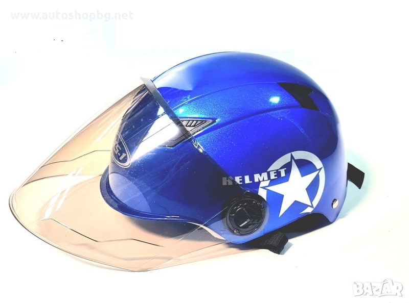 Каска за скутер, мотопед синя, снимка 1