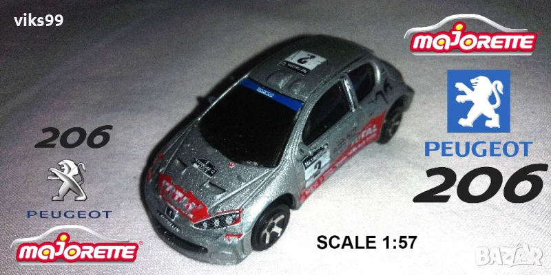Peugeot 206 WRC (Nr. 205B) Clarion / TOTAL / 2 Majorette, снимка 1