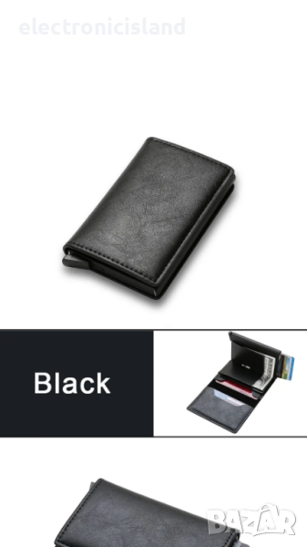 Портфейл, портмоне, еко кожа с RFID технология, алуминиев калъф за карти против неоторизирано четене, снимка 1
