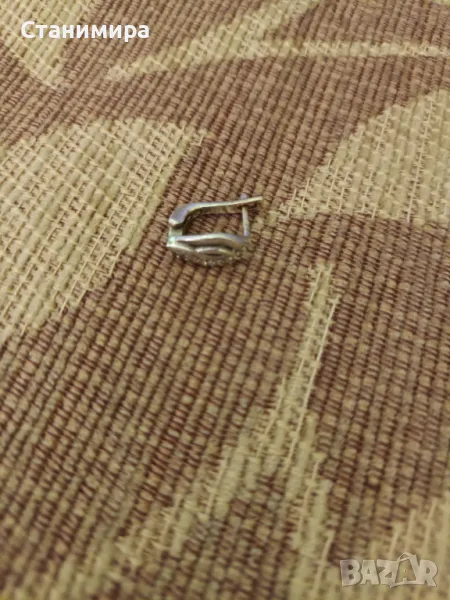 обеца сребро и цирконий - 1 бр., снимка 1