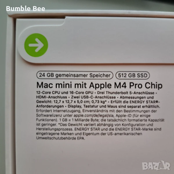 Mac Mini M4 PRO 24GB RAM, 512 GB SSD, 12 и 16-ядрен GPU НОВ В КУТИЯ, снимка 1