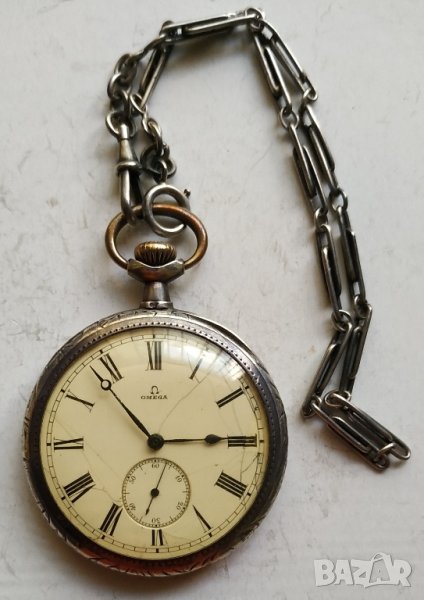 Сребърен джобен часовник Омега, снимка 1