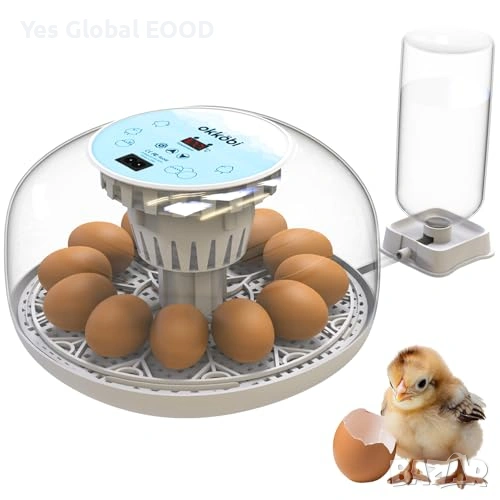 Okkobi M12 автоматичен инкубатор за 12–24 яйца с 360° изглед, снимка 1