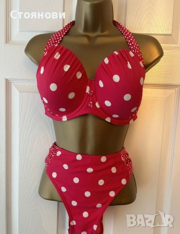 РОЗОВИ/БЕЛИ БАНСКИ НА ПЕТНА ОТ GORGEOUS TOP 34F бикини 14 П