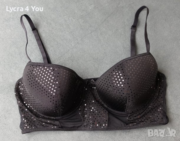 85C Cottelli Collection страхотен черен сутиен на лъскави точки, снимка 3 - Бельо - 41191881