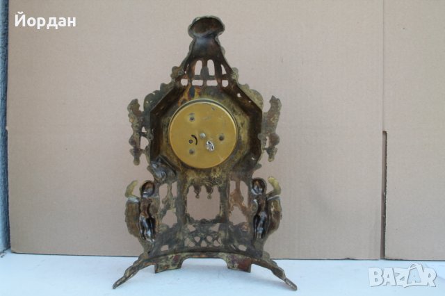 Немски механичен часовник бронз с позлата, снимка 9 - Антикварни и старинни предмети - 41374315