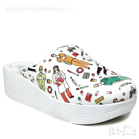 Медицински чехли GEZER бял принт 37/41