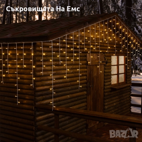 1️⃣2️⃣ Метра Висящи Коледни Лампи Тип Завеса / Топла Бяла Светлина - ⚠️29,90лв. 8режима на Светене I, снимка 2 - Други - 52268222
