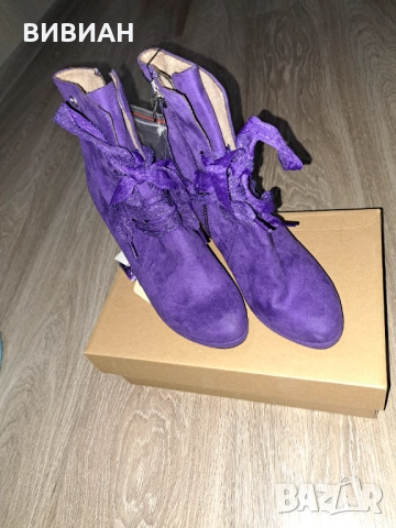 Лилави боти естествена кожа TAMARIS 37 номе., снимка 3 - Детски боти и ботуши - 52436033