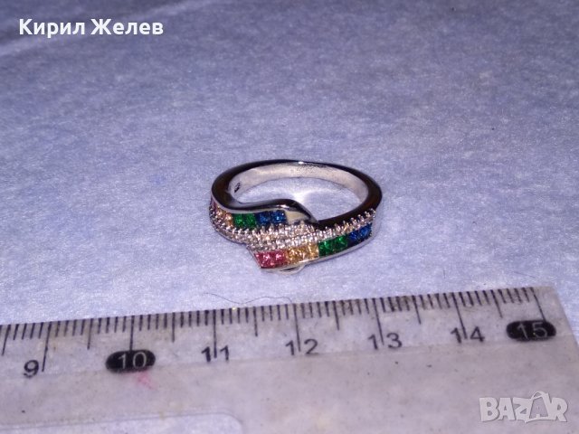 РАЗКОШЕН СРЕБЪРЕН АРТ ПРЪСТЕН РОДИРАНО СРЕБРО 925 ИНКРУСТИРАН с РАЗНОЦВЕТНИ СКЪПОЦЕННИ КАМЪНИ 38590, снимка 5 - Пръстени - 41637983