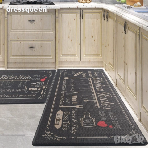 4575 Луксозен Комплект Пътеки за Кухня с Мемори Пяна – Водоустойчиво PVC, 2 броя (45x75см и 45x120см, снимка 8 - Пътеки - 53815186