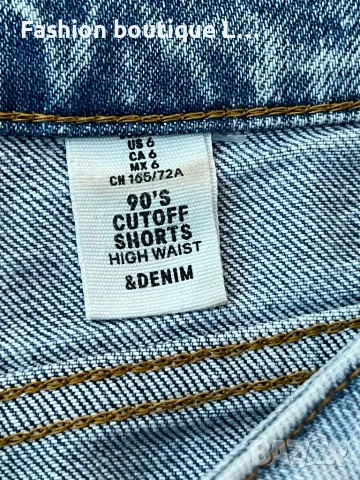 H&M Дамски дънки бермуди с висока талия 99% памук 1% еластант М размер 👖, снимка 5 - Къси панталони и бермуди - 47945593