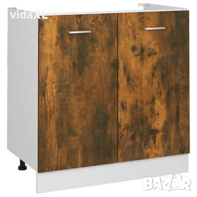vidaXL Долен шкаф за мивка, опушен дъб, 80x46x81,5 см, инженерно дърво（SKU:815564, снимка 1