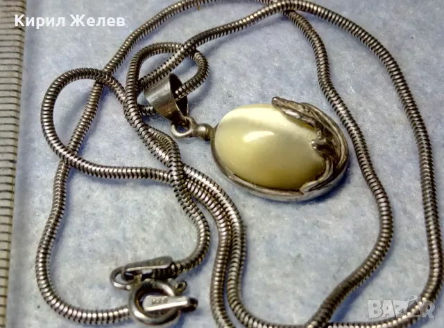 РАЗКОШЕН ФЛОРАЛЕН СКЪПОЦЕНЕН СРЕБЪРЕН МЕДАЛЬОН с ЛУНЕН КАМЪК и СРЕБЪРНА ВЕРИЖКА СРЕБРО 925 49711, снимка 4 - Колиета, медальони, синджири - 50061253