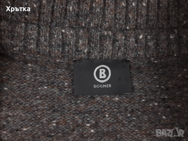 Bogner - Оригинален мъжки пуловер от вълна с цип р-р 52 / L, снимка 8 - Пуловери - 53464185