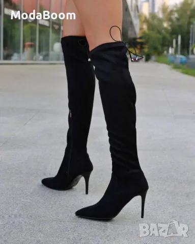 Велурени чизми на ток , снимка 4 - Дамски ботуши - 48812395