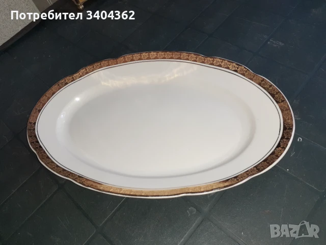 Български порцелан Китка Нови Пазар плато позлата, снимка 4 - Антикварни и старинни предмети - 51054783