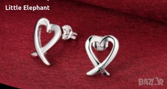 Сребърни обеци издължени сърца,колекция"Bride Hearts"/нови