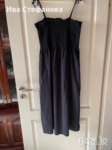 Нова 42 номер дълга спортно елегантна ежедневна черна памучна рокля ластична горна част , снимка 2 - Рокли - 41676561